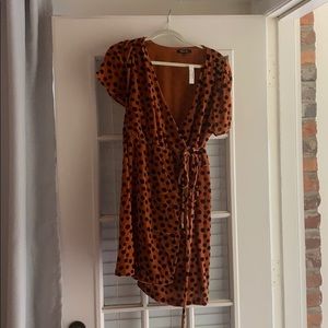 Polka dot velvet wrap dress